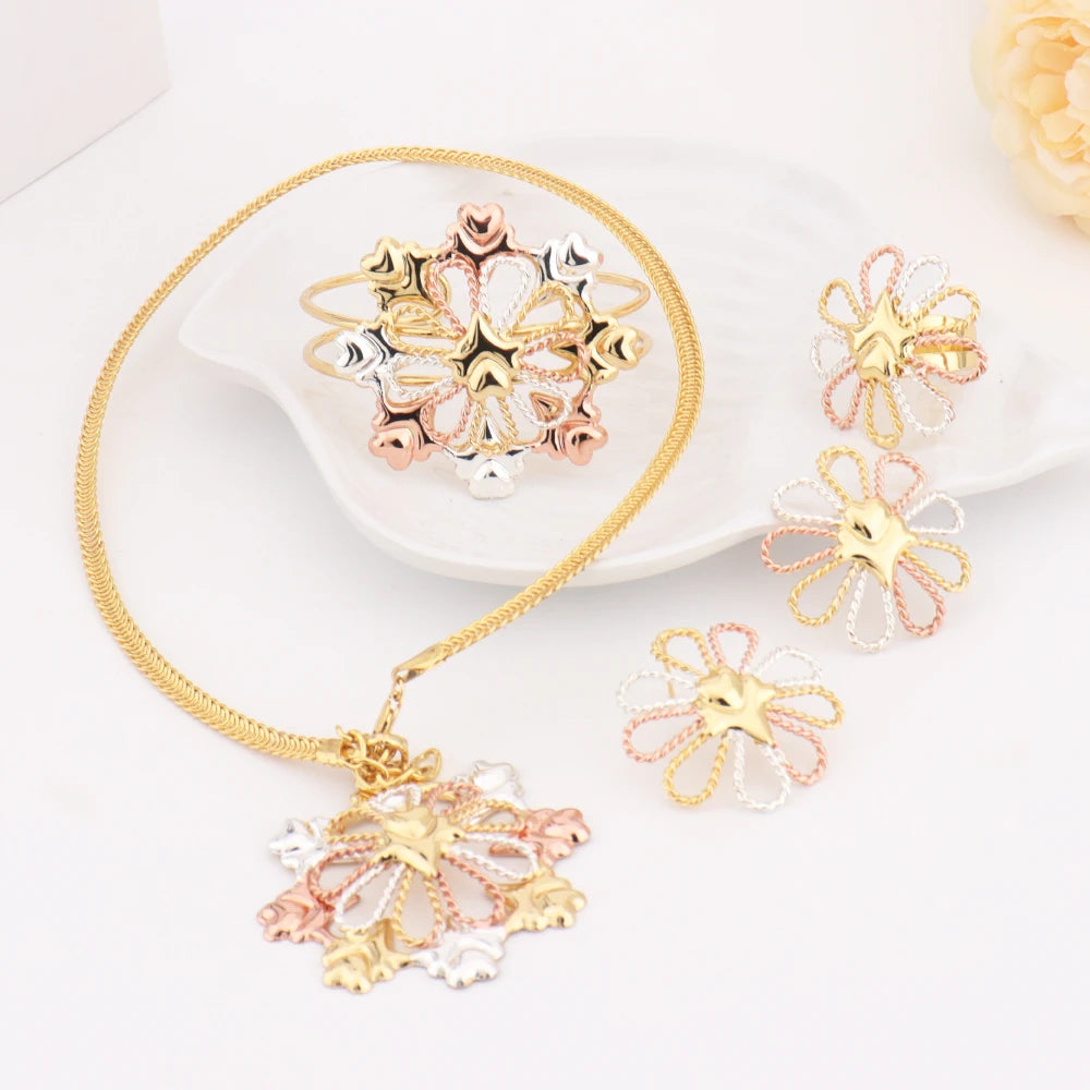 2025 Luxury-Plated Elegant Jewelry Set for Women – Necklace, Bracelet, Ring & Earrings, Noble Design Gift for Wedding