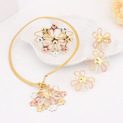 2025 Luxury-Plated Elegant Jewelry Set for Women – Necklace, Bracelet, Ring & Earrings, Noble Design Gift for Wedding