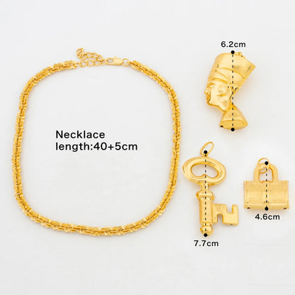 Dubai Gold Color 45cm Necklace Trend Jewelry 3 Pendant Fashion Jewelry for Men Women Daily Wear Wedding Clothing Accessories