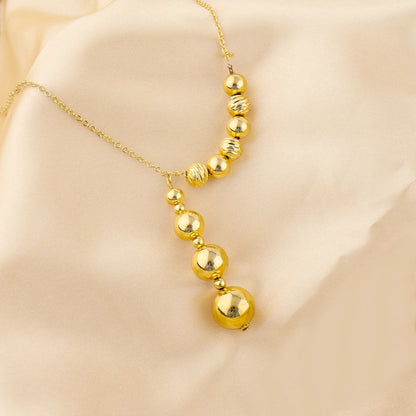 Italy French Gold Plated Round bead Necklace Earrings 3pcs Set for Women Bride Smooth Gold Color Jewelry Gift for Party Wedding