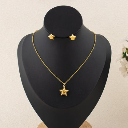Dubai Heart Pendant Necklace and Earrings 2-Piece Set for Women Wholesale Wedding and Mother's Day Gifts