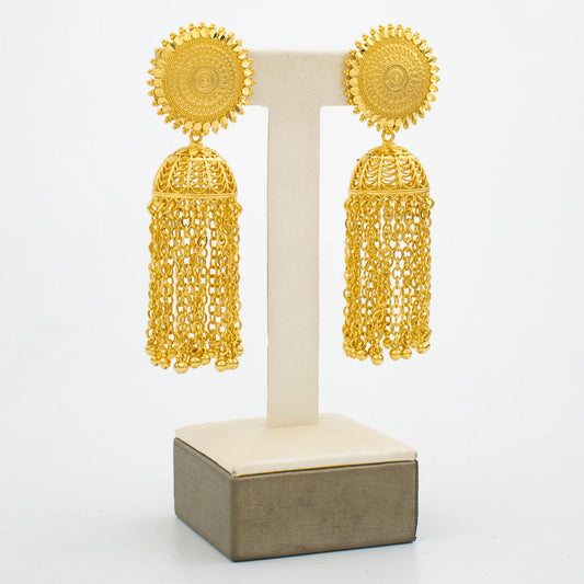 Hoop Earrings for Women 3D Design Tassel Drop Earrings 18k Gold Color Dubai African Party Earrings Accessory for Weddings Gifts