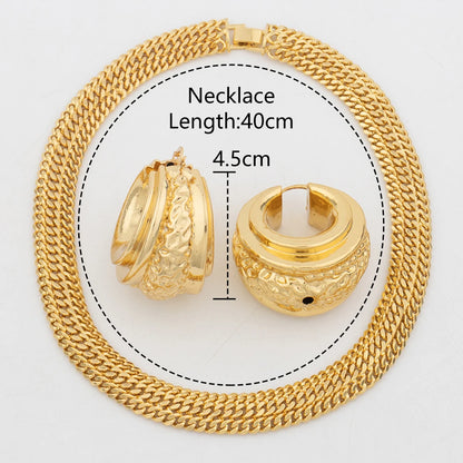 YM 18K Gold Plated Jewelry Set for Women Big Chain Dubai Copper Luxury Necklace Bold Earrings African Jewelry Party Wedding Gift - YUEMING JEWELRY