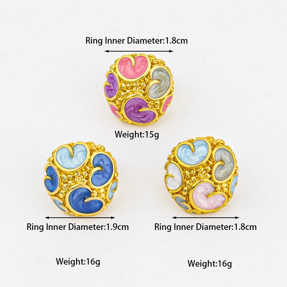 18K Gold Colorful Heart Ring for Women, Luxurious Trendy Jewelry Gift for Party & Women’s Day Mother’s Day, Jewellery Woman Pr