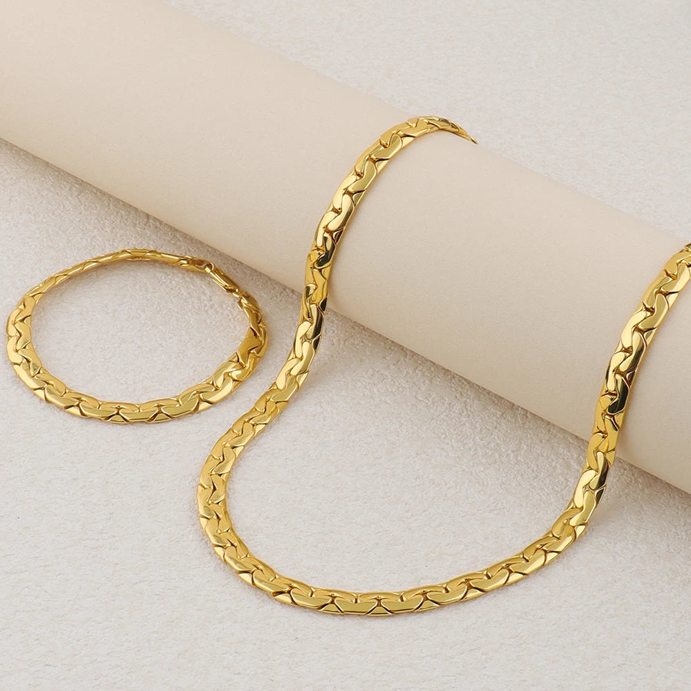 Vintage Stainless Steel Simple Chain Metal Bracelet Necklace for Men Women Punk Hip Hop Chain Jewelry Friends Party Gift