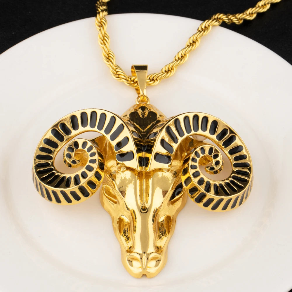 African Luxury 18k Gold Necklace Earrings Set Goat Shape Women's Dubai Noble Design Jewelry Party Nigeria Banquet Gift Jewelry