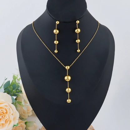 18K Glod Plated Stainless Steel Beads Earrings Necklaces for DIY Fashion Jewelry for Girls Rolo Chain Fashion Beaded Jewelry