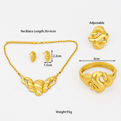 NKLS Snake-Pattern Jewelry Set for Women: Necklace, Earrings, Ring & Bangle Gift for Party Women’s Day, Africa Luxury