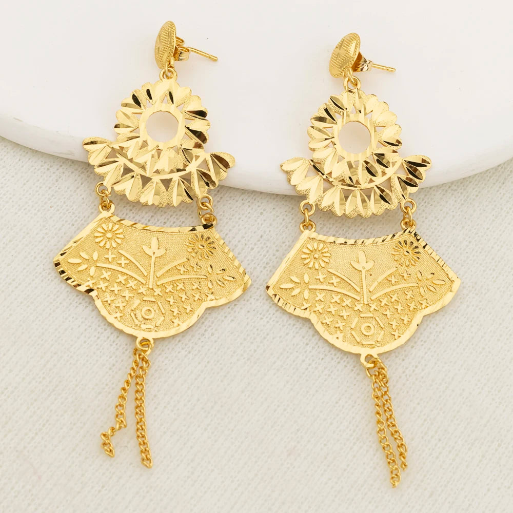 YM Long Tassel Dangle Earrings for Women Exquisite Dangle Earrings Party Jewelry Gifts Fashion Gold Color Copper Drop Earrings - YUEMING JEWELRY