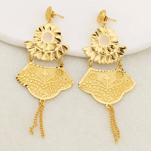 YM Long Tassel Dangle Earrings for Women Exquisite Dangle Earrings Party Jewelry Gifts Fashion Gold Color Copper Drop Earrings - YUEMING JEWELRY