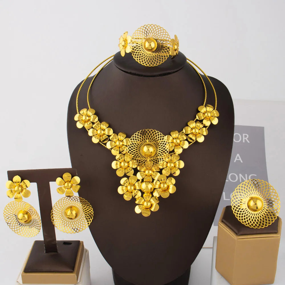France Luxury Bridal Jewelry Set for Women, Indian Nigerian Wedding Necklace & Earring Gift for Jewellery Woman