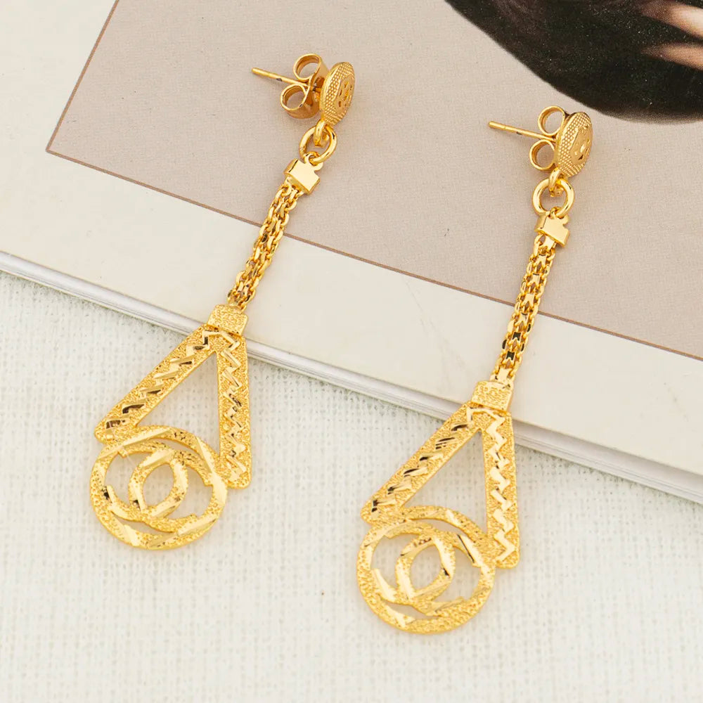 Gold Color Earrings for Women New Arrival 18K Gold Plated Copper Fashion Long Dangle Earrings Charm Wedding Party Jewelry Gift - YUEMING JEWELRY