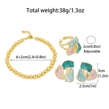 Colorful Earrings Ring Gold Color Bangle For Women Congo America Trendy Jewelry Set Advanced Shine Gift of Party Wedding Casual