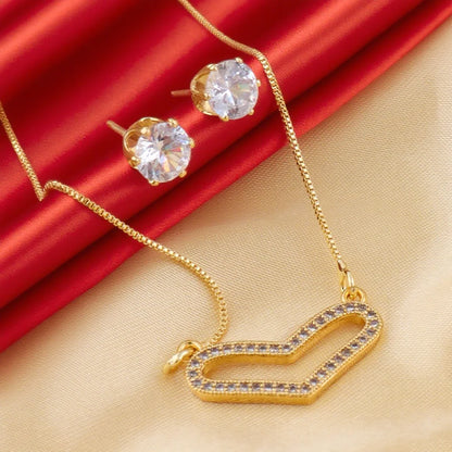 Crystal Zircon Earrings Necklace Set for Women Personalized Fashion Daily Accessories Party Jewelry Birthday Anniversary Gifts