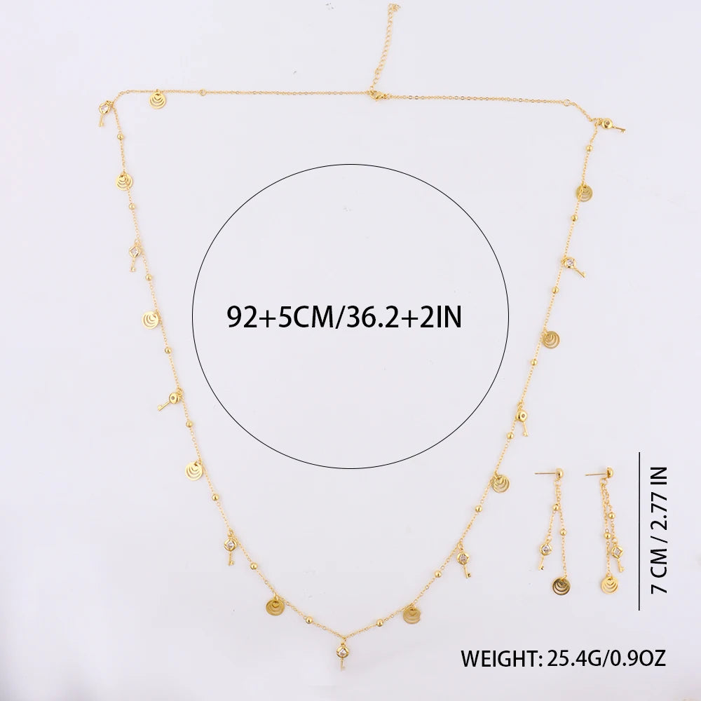 Bohemia Gold Color Long Tassel Sequins Necklace Stainless Steel Waterproof Necklace For Women 2025 New Trendy Sweater Chain