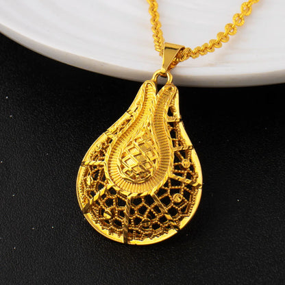 Dubai Bridal Gold Jewelry Set for Women, Middle-East Costume Necklace Earrings, Indian Wedding Party Gift, Luxe Statement Bridal