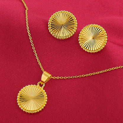 Stainless Steel Bohemian Style Jewelry Set Rotundity Necklace Earrings Set For Women Fashion Fine Chain Party Daily Jewelry Gift