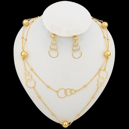 Fashion Jewelry Set for Women Twinkle Star Design Long Chain Necklce and Earrings Gold Plated Copper Waist Jewelry Accessories