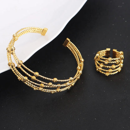 Dubai Nigeria Bangle Ring Jewelry Set for Women Girls Wedding Party Gift Earrings Included Wholesale Available