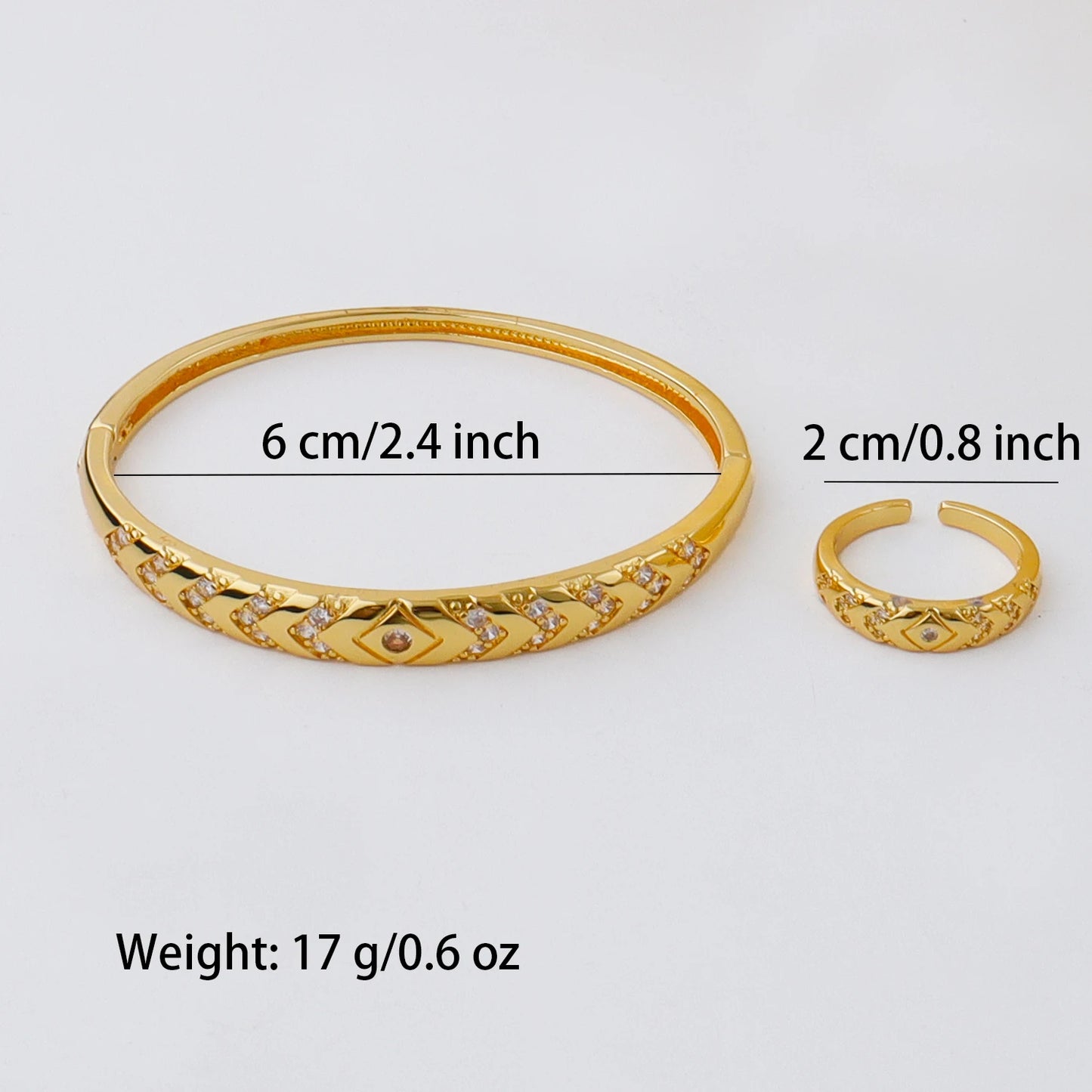Handmade Golden Zircon Flower Bracelet with Sparkling Crystal Openwork Design Jewelry Set for Women Elegant Bangle Earring Acces