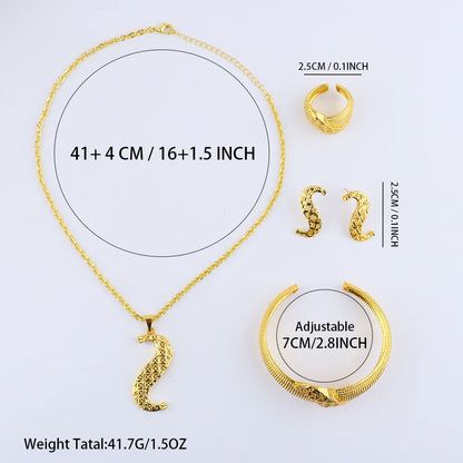 Eastern Luxury Jewlery Sets Dubai 24K Gold-plated Warped Geometry Necklace Earrings Daily Wear Wedding Anniversary Gift