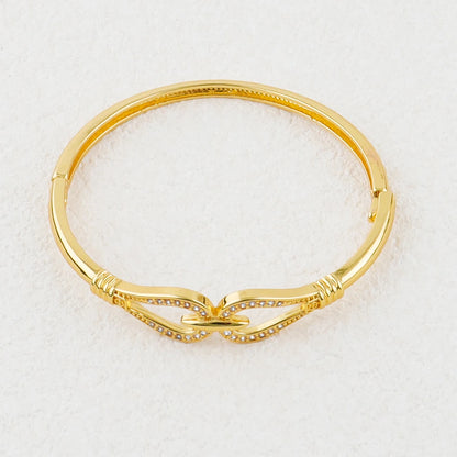 18K Shiny Gold Color Bracelet Ring Set Dubai Jewelry Designer Jewelry Ladies Fashion Bracelet Wholesale Jewelry Set