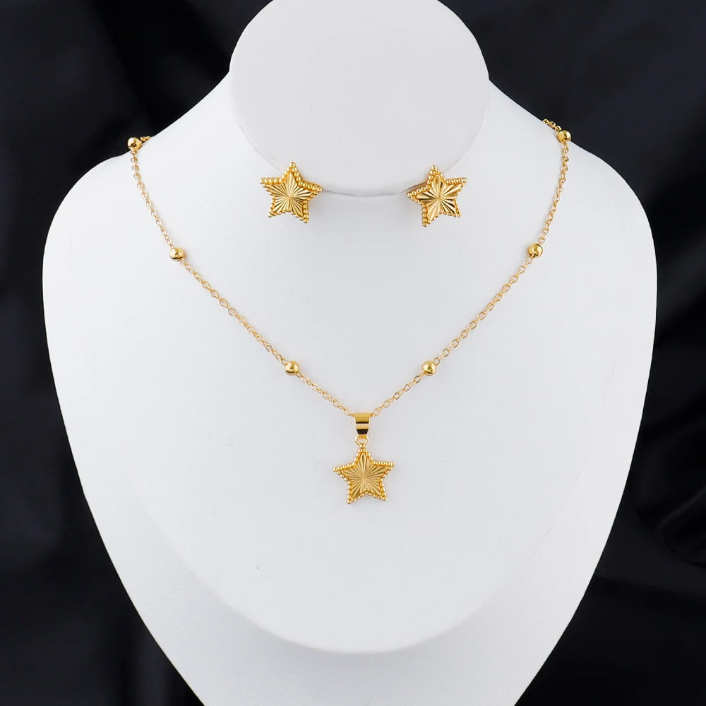 Romantic 2Pieces Jewelry Set Pendant Necklace Earrings Perfect for Women Brides Weddings Gifts and Girls' Birthdays