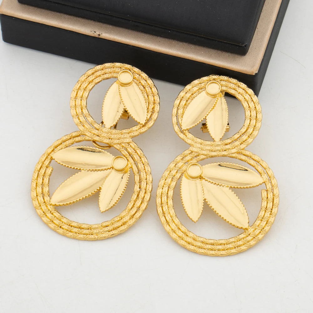 YM Jewelry Sets Gold Color Collar Bamboo Leaf Pendant Fashion Necklace Earrings Bracelet Ring For Women Wedding Jewelry Findings