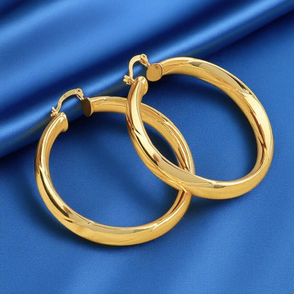 Fashion Glossy Stainless Steel Chunky Hoop Earrings 18K Gold Plated Geometric Circle Earring Vintage Wedding Party Jewelry