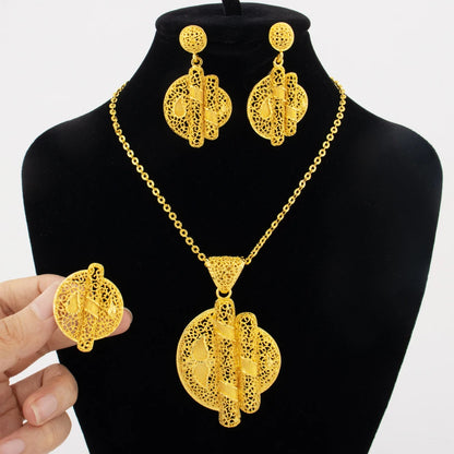 Dubai 24k Gold Plated Jewelry Sets for Women Indian Bridal Costume  Jewelry Wholesale Nigerian Wedding Party Gifts