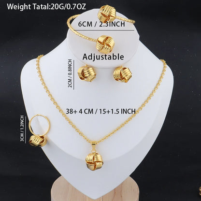 New Fashion Metal Jewelry Three-dimensional Ring Earring Necklace Bangle 4Pcs Jewelry Set Creative Design Sense Set Jewelry Gift
