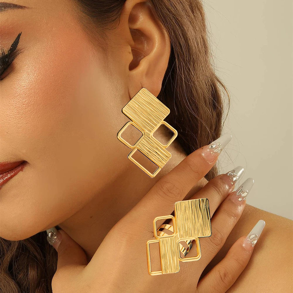 18k Gold Color Earrings with Ring Jewelry Set for Party African Weddings Bridal Clip Earrings Finger Ring Set for Ethiopia Gift