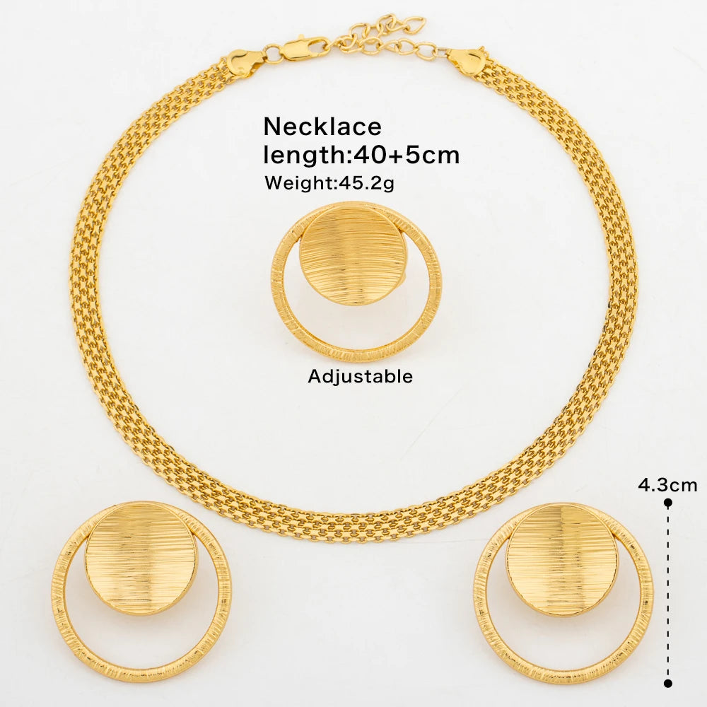 Fashion Earrings and Ring Jewelry Set for Women 18k Gold Color Clip Earrings Finger Ring Set for Engagement Party Accessories