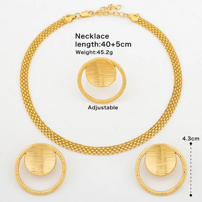 Fashion Earrings and Ring Jewelry Set for Women 18k Gold Color Clip Earrings Finger Ring Set for Engagement Party Accessories