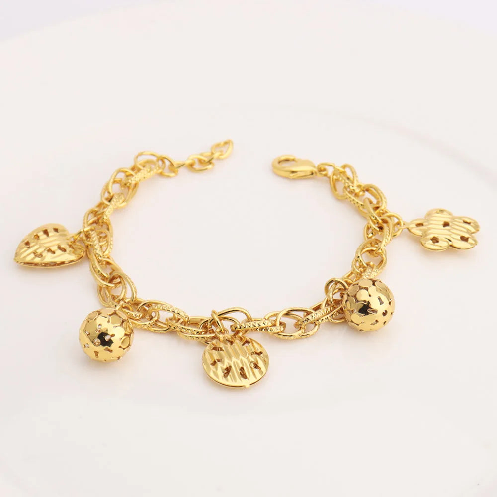 France Animal Flower Pendant Chain Bracelet for Women, Stainless Steel Africa Wedding Party Gift, Trendy Daily Accessor