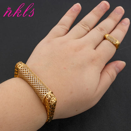 dubai woman bangle ring jewellery Color Dubai Arab Cuff Bangle Ring  Micro Crystal Inlaid  Daily Wear Elegant Gift