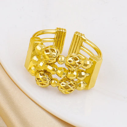 Multi Layer Gold Color Beads Bracelets Ring 18K Gold Plated Bangles Dubai Women Luxury Wedding Party Jewelry Gift