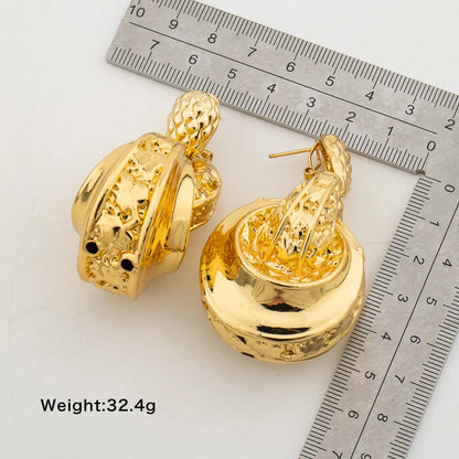 Round Big Drop Earrings For Women Girl Large Circle Geometric Dangle Jewellery Wedding Party Gift Gold Color Jewelry Accessories