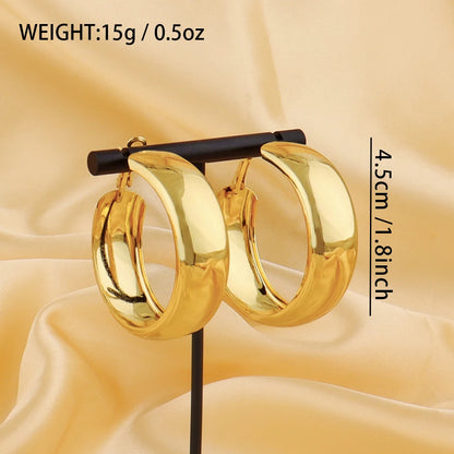 316L Stainless Steel Geometric U-Shape Hoop Earrings 18K Gold Plated Earrings For Women Wide Round Jewelry Fashion Gift
