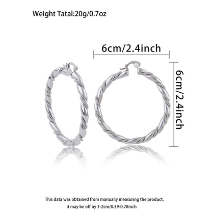 Vintage Round Stainless Steel Hoop Earrings For Women Gold Plated Earring Wedding Party Jewelry Christmas Gifts