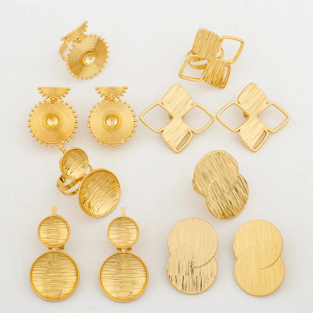 Dubai Earring Set & Ring for Women, New African Bridal Wedding Jewelry Sets Gift Jewellery Woman Party Accessories