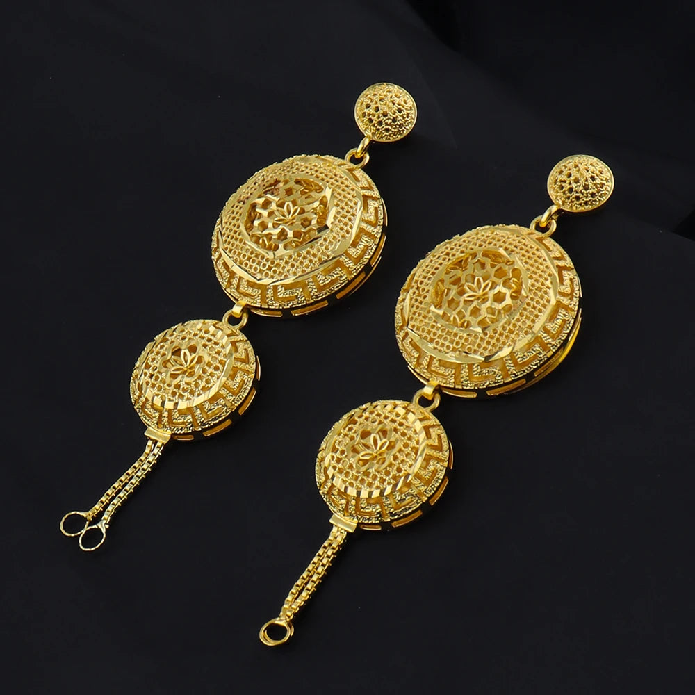 Indian Plated Floral Jewelry Set for Women, Stainless Steel Necklace & Earring Set for Wedding Party Gift