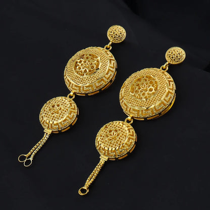 Indian Plated Floral Jewelry Set for Women, Stainless Steel Necklace & Earring Set for Wedding Party Gift