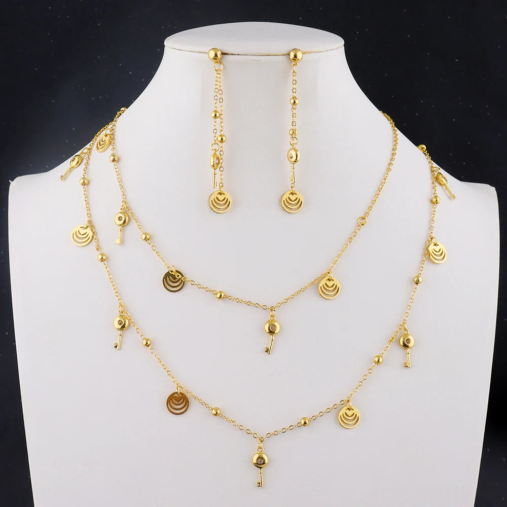 Bohemia Gold Color Long Tassel Sequins Necklace Stainless Steel Waterproof Necklace For Women 2025 New Trendy Sweater Chain