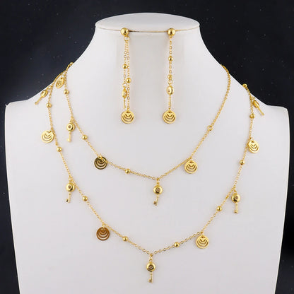 Bohemia Gold Color Long Tassel Sequins Necklace Stainless Steel Waterproof Necklace For Women 2025 New Trendy Sweater Chain
