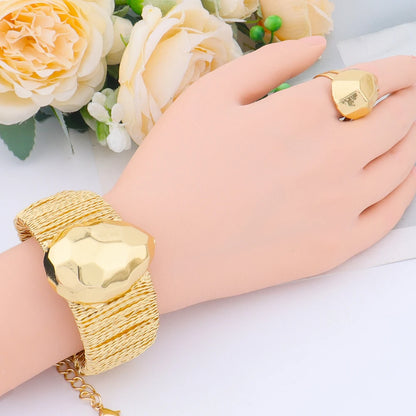 Luxury Shine  Plated Jewelry Set Italian Gold Plated for Design Necklace Earring Bracelet Ring Gift for Party Wedding
