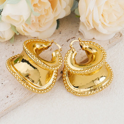 Plated Dubai Hoop Earrings for Bride, 2022 Trend Wedding Jewelry Set, Luxury Hook Earrings & Necklace for Women