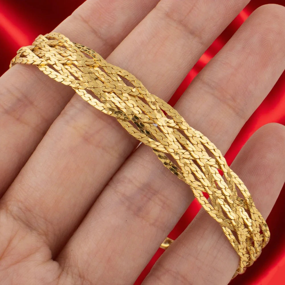 3 PCS Set 18K Gold Color Necklace Bracelet Earrings Set Dubai Africa Party Exquisite Jewelry Set For Woman Bridal Nigerian Gifts