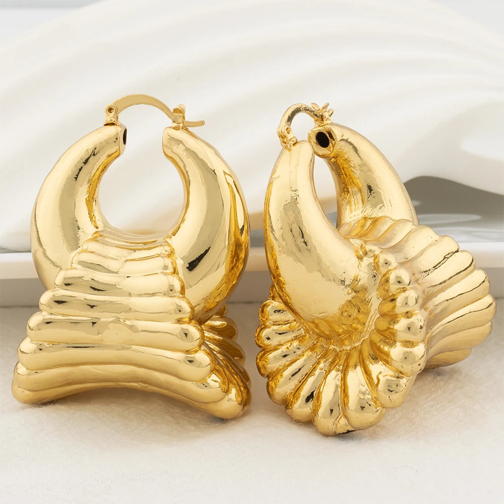 Gold Color Earrings for Women Jewelry Fashion Dubai Africa Bold Earrings Daily Wear Luxury Party Wedding Jewellery Accessary