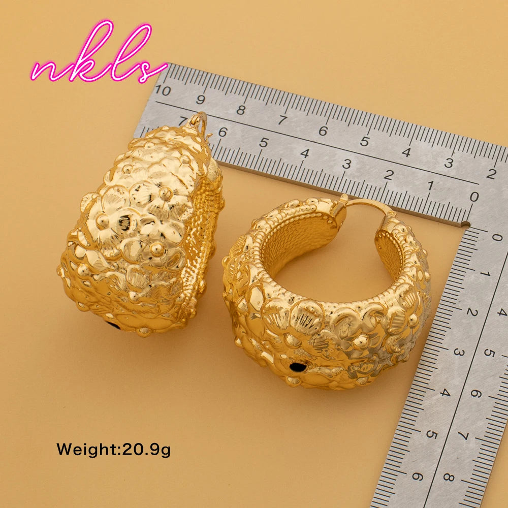 Fashion Simply Design Ear Vintage Large Earrings For Women Girls Copper Hoop Earrings Party Gifts Accessories Wholesale